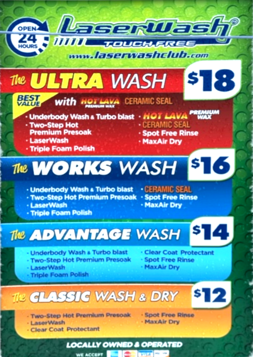 wash menu